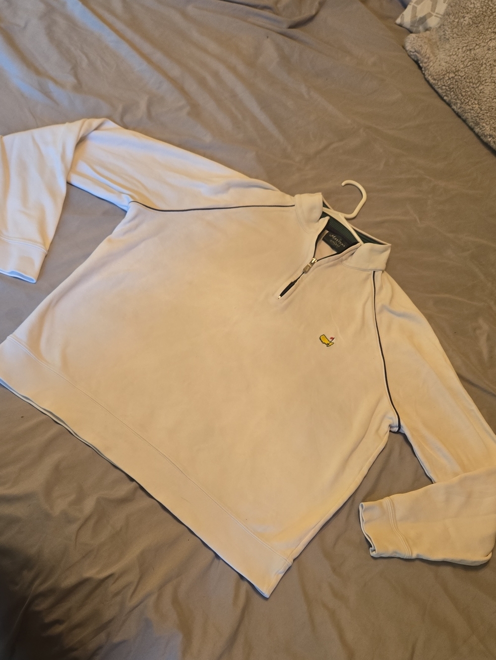 Masters White Zip-Up Sweater with LOGO Pima Cotton Peru
